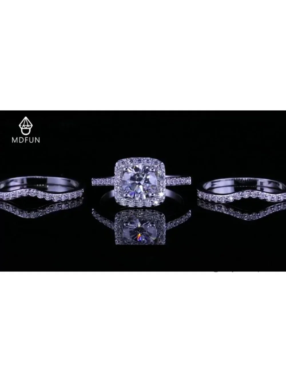 18K White Gold Plated Cubic Zirconia Halo Engagement Ring Set for Women Wedding